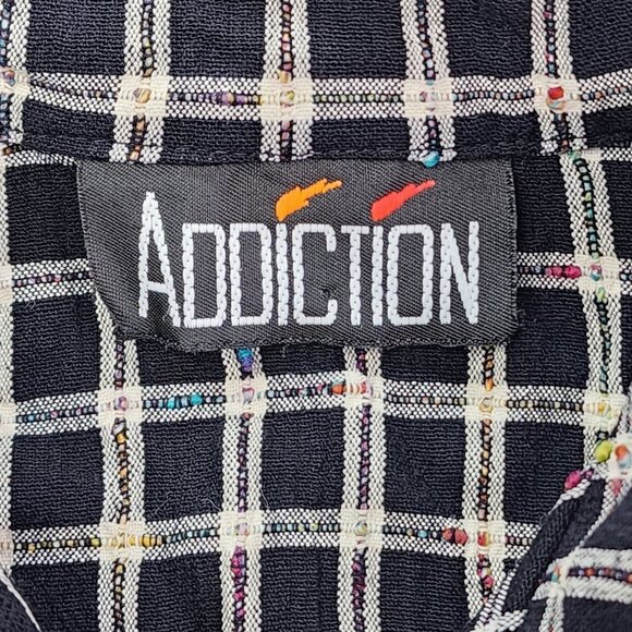 Vintage Addiction Button Up Blouse Women's Large Black Plaid Long Sleeve Top - Picture 4 of 11